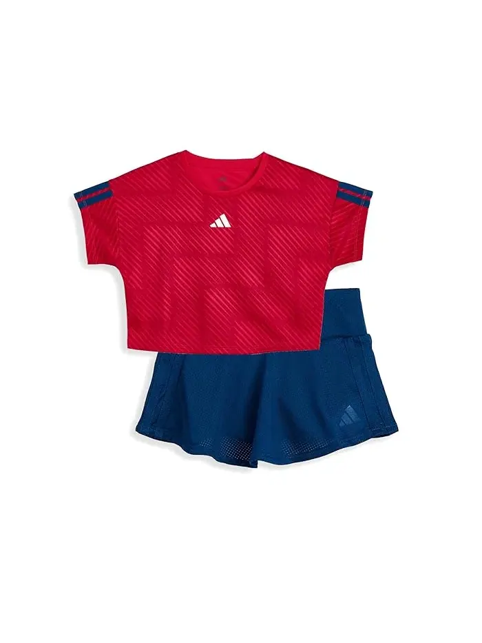 Детский игровой набор топ и юбка-шорты с принтом Aop Soccer Top Skort Set Adidas Kids — изображение 1 из 3, белый
