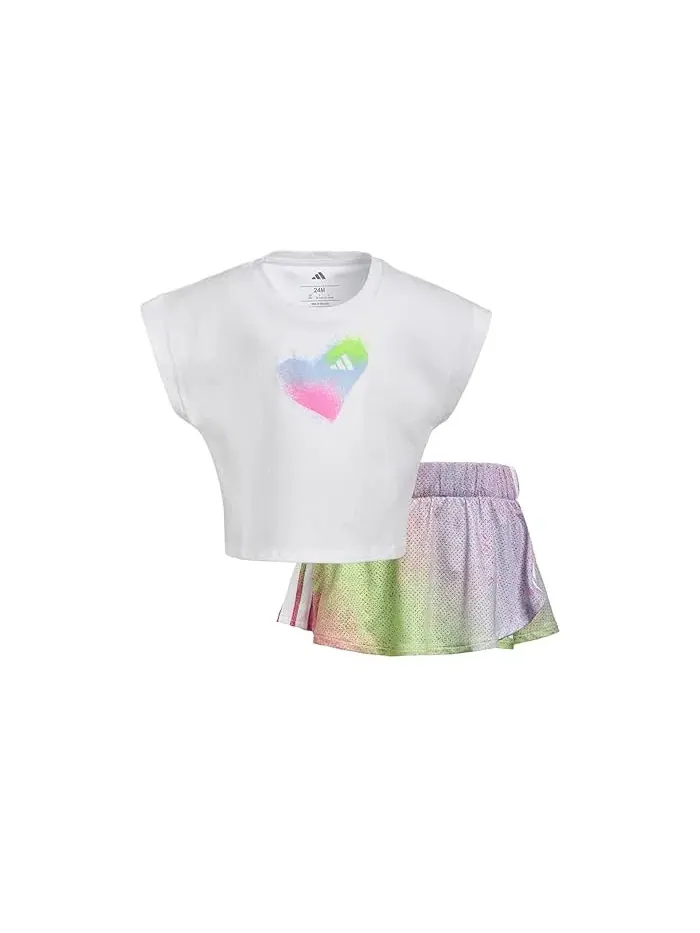 Детский набор: футболка без рукавов и юбка-шорты Aop Sleeveless Box Tee Faux Wrap Skort Set Adidas Kids — изображение 1 из 3