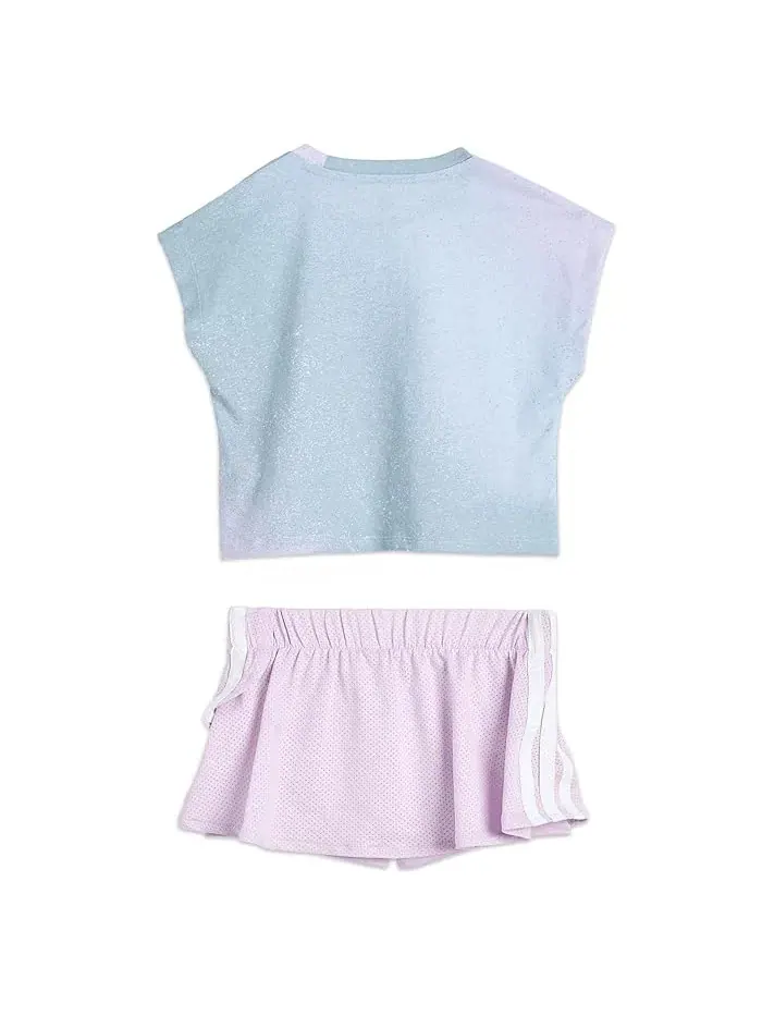 Сет из футболки и юбки с принтом Aop Sleeveless Box Tee Faux Wrap Skort Set Adidas Kids — изображение 2 из 3, небесно-голубой