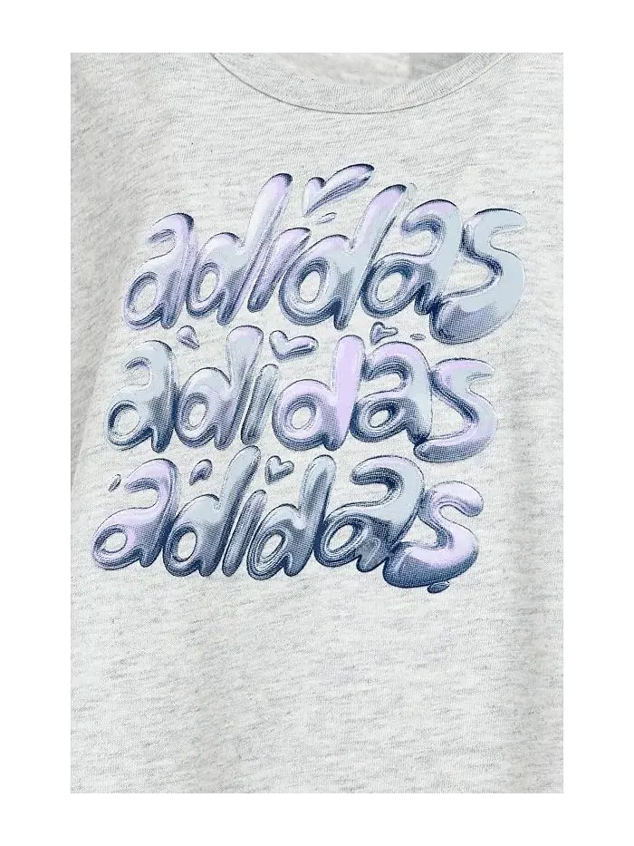 Комплект футболка и шорты Back Pleated Heather Tee Mesh Shorts Set Adidas Kids — изображение 3 из 3, светлый серый