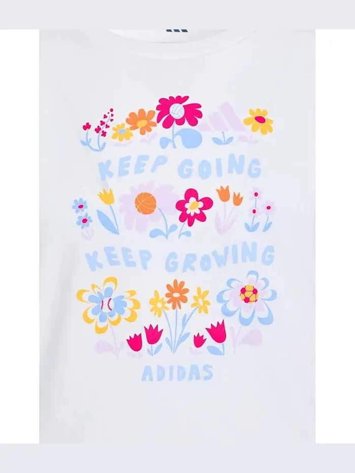 Детский комплект из футболки и шорт с флористическим принтом Adidas Kids — изображение 3 из 3, небесно-голубой