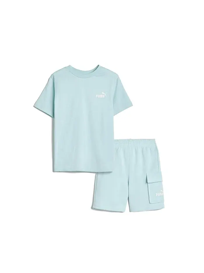 Детский комплект футболка и шорты с карманами PUMA Kids — изображение 1 из 3, свежая вода