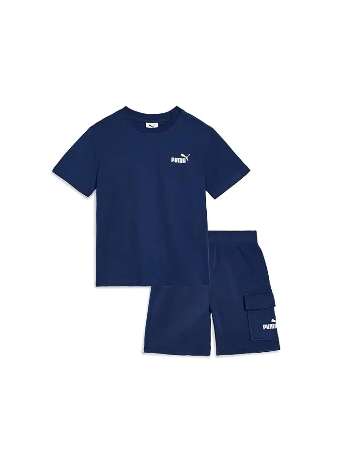 Детский комплект из футболки и шорт с карманами PUMA Kids — изображение 1 из 3, синий