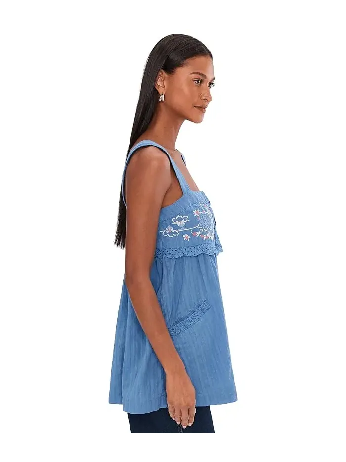 Туника Farrah с вышивкой Free People — изображение 3 из 5, холодный синий