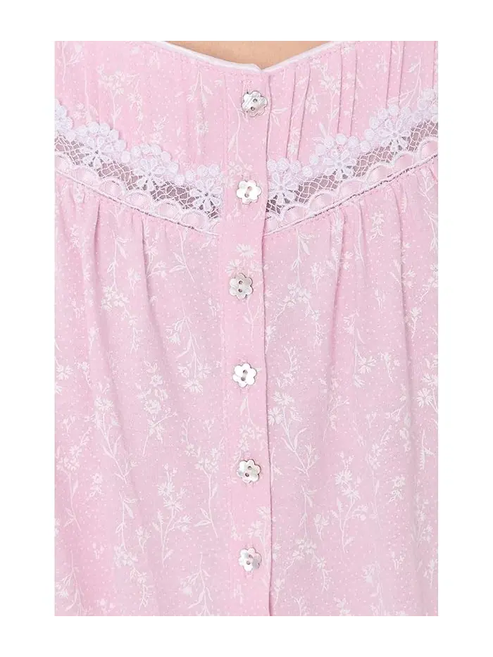 Ночная рубашка с кружевом Cotton Knit 3/4 Sleeve Nightgown Eileen West — изображение 5 из 5, розовый