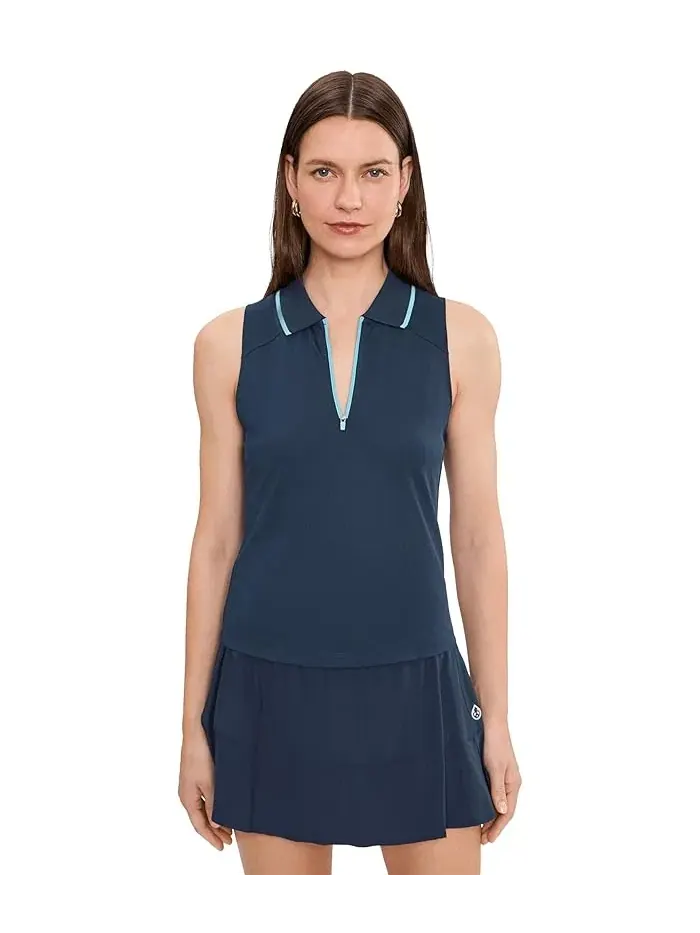 Футболка поло без рукавов облегающая Sleeveless Fitted Pique Polo tasc Performance — изображение 1 из 5, светлый серый