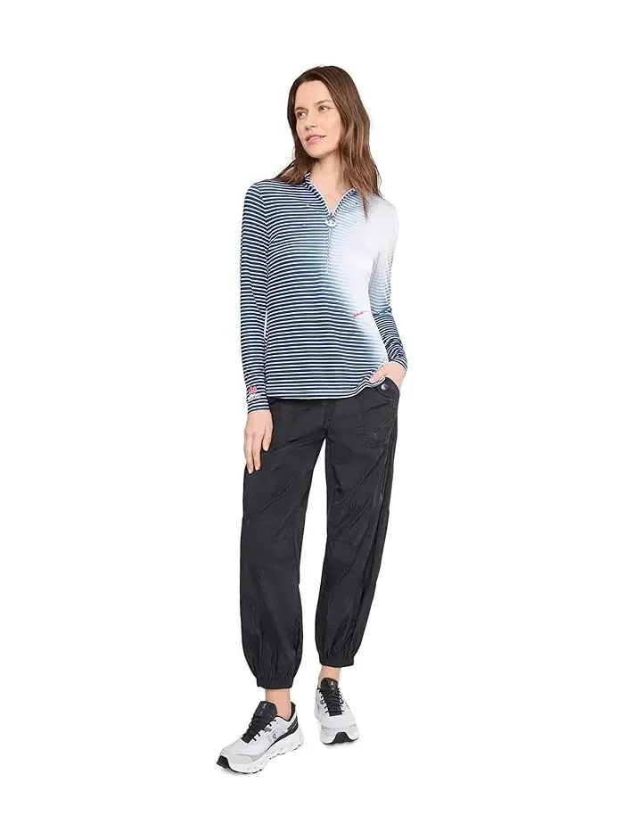 Лонгслив с градиентной полосой Sunsense Gradient Stripe Mock Neck 1/4 Zip Jamie Sadock — изображение 2 из 5, черный