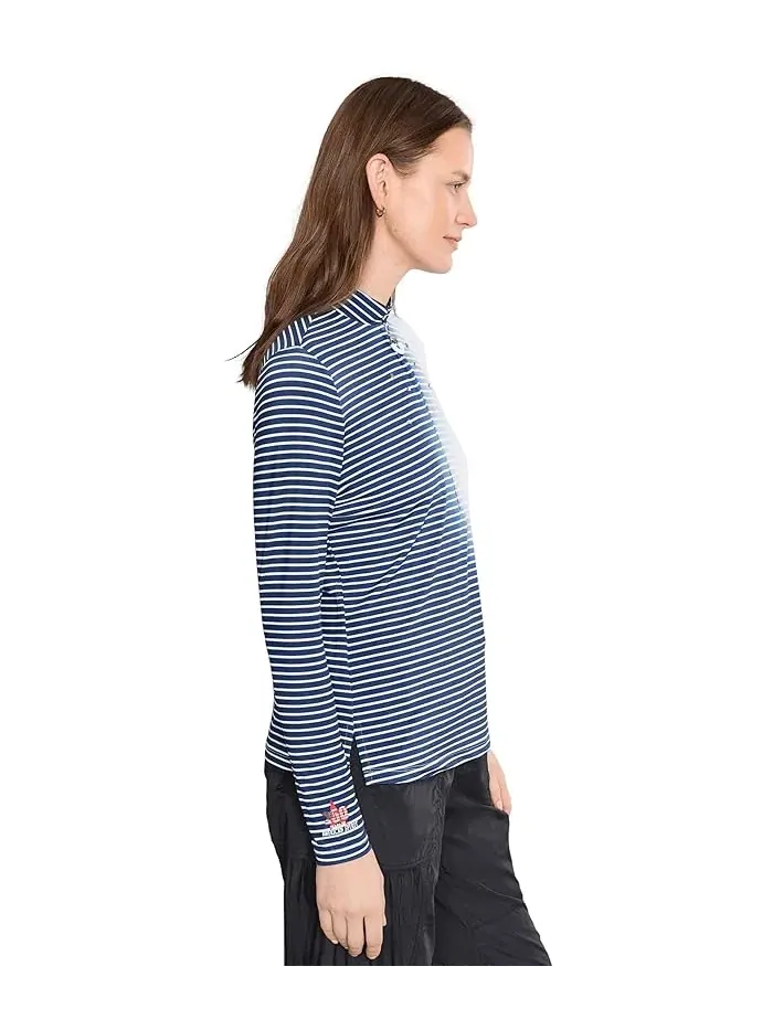 Лонгслив с градиентной полосой Sunsense Gradient Stripe Mock Neck 1/4 Zip Jamie Sadock — изображение 3 из 5, черный