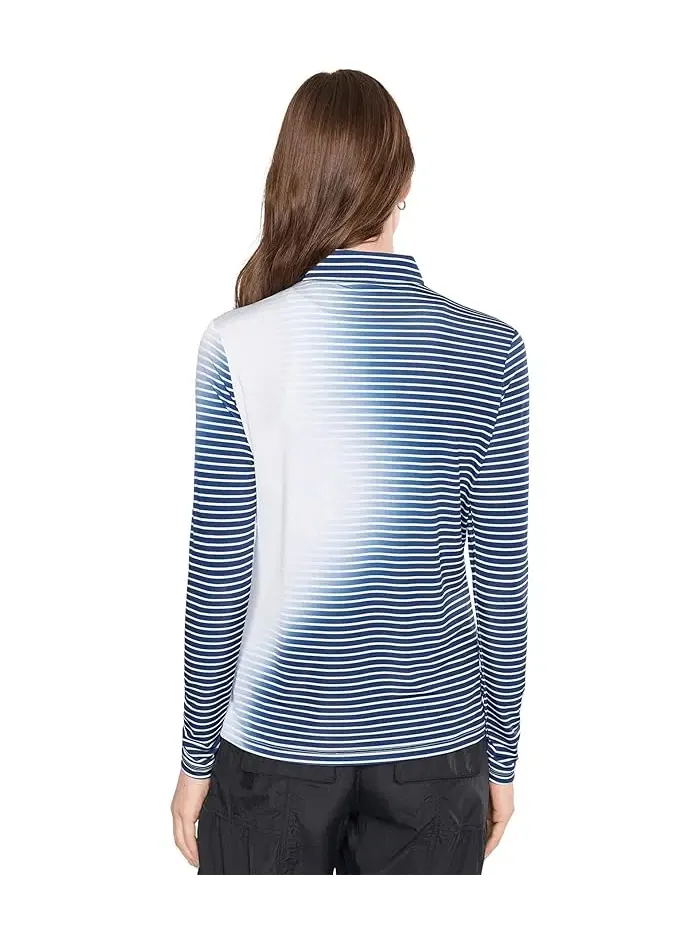 Лонгслив с градиентной полосой Sunsense Gradient Stripe Mock Neck 1/4 Zip Jamie Sadock — изображение 4 из 5, черный