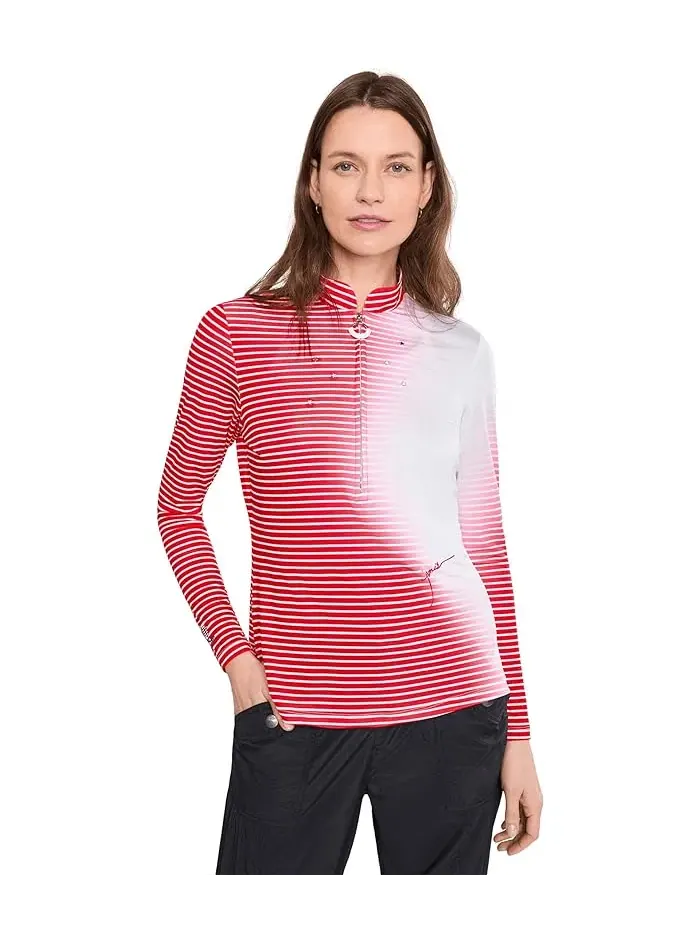 Лонгслив с градиентной полосой Sunsense Gradient Stripe Mock Neck 1/4 Zip Jamie Sadock — изображение 1 из 5, красный