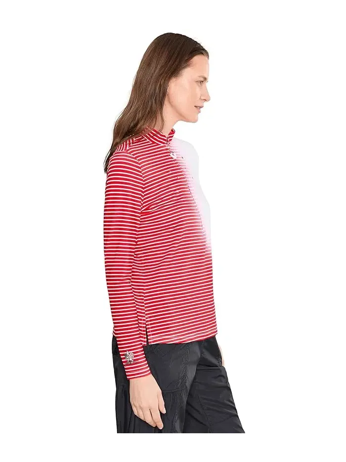 Лонгслив с градиентной полосой Sunsense Gradient Stripe Mock Neck 1/4 Zip Jamie Sadock — изображение 3 из 5, красный