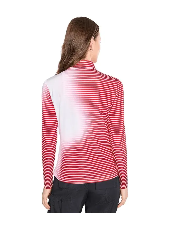Лонгслив с градиентной полосой Sunsense Gradient Stripe Mock Neck 1/4 Zip Jamie Sadock — изображение 4 из 5, красный