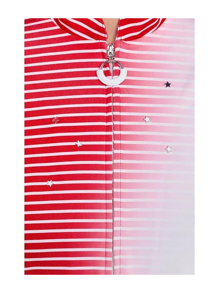Лонгслив с градиентной полосой Sunsense Gradient Stripe Mock Neck 1/4 Zip Jamie Sadock — изображение 5 из 5, красный