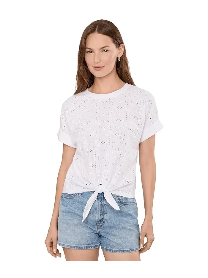 Футболка с кружевными вставками Eyelet All Day Tie Tee Sanctuary — изображение 1 из 5, белый