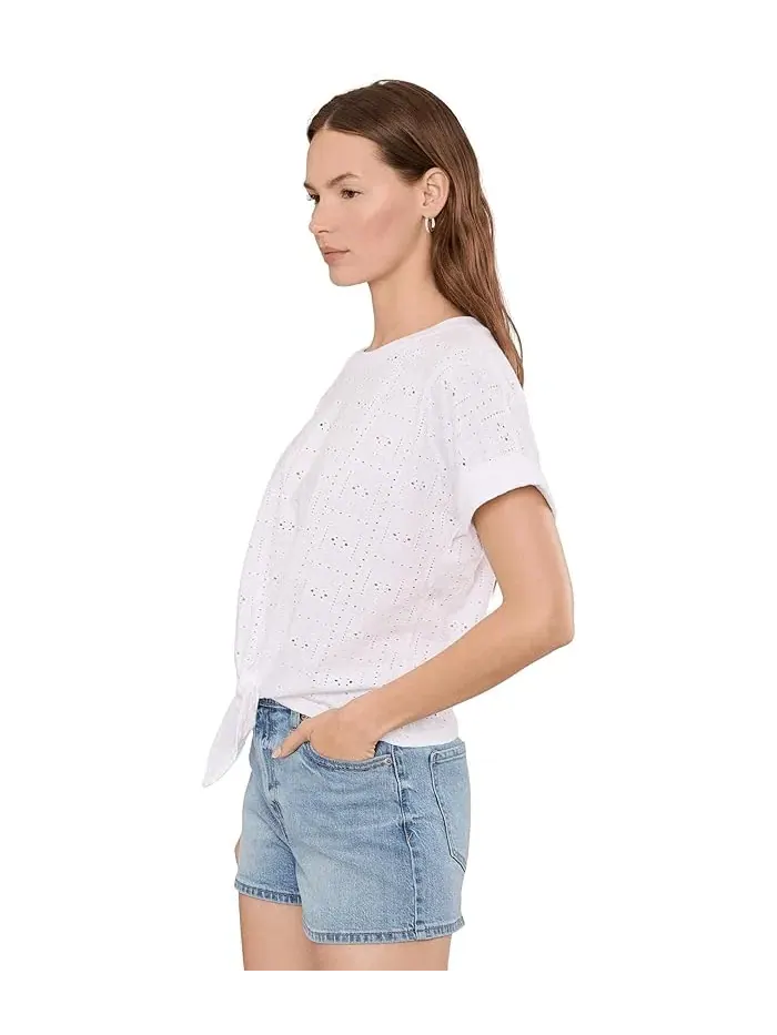 Футболка с кружевными вставками Eyelet All Day Tie Tee Sanctuary — изображение 3 из 5, белый