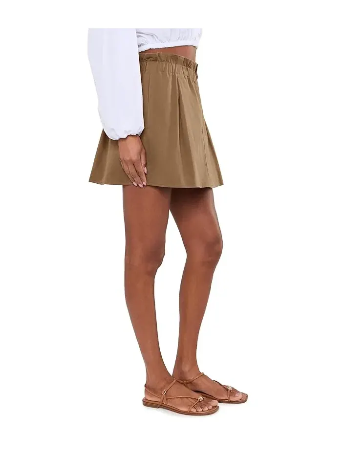 Юбка-шорты мини хлопковая Mid-Rise Cotton Pull-On Skort Vince — изображение 3 из 5, миндальный