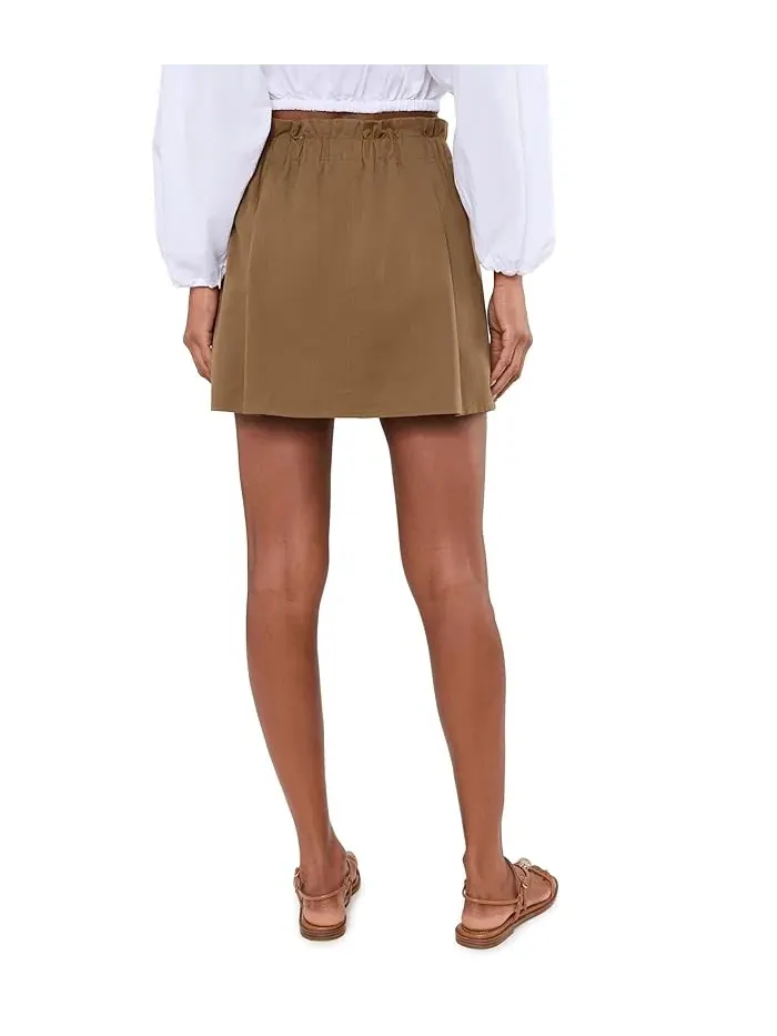 Юбка-шорты мини хлопковая Mid-Rise Cotton Pull-On Skort Vince — изображение 4 из 5, миндальный