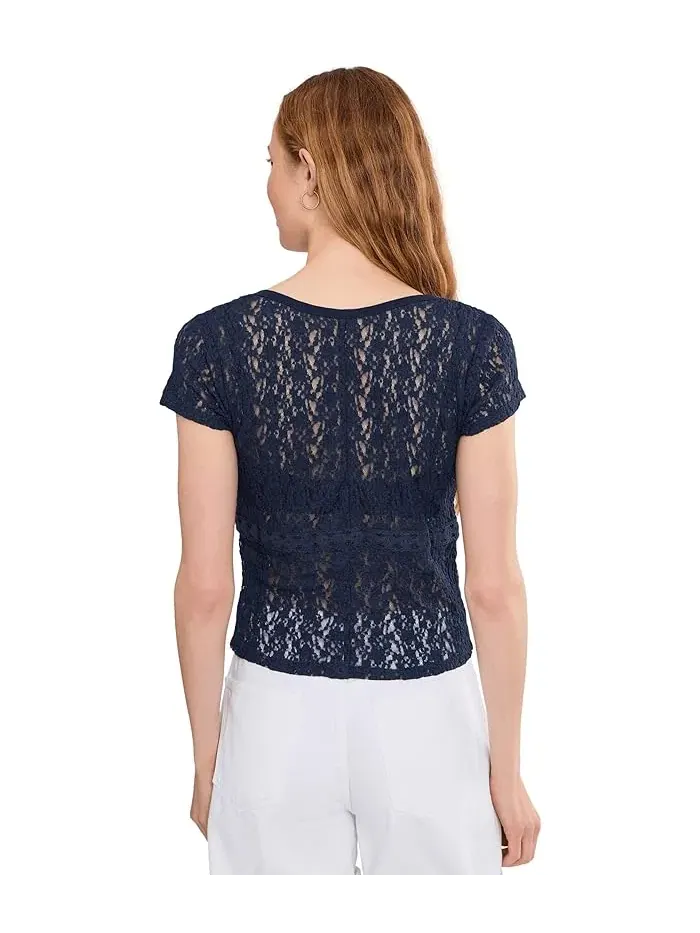 Футболка с кружевным узором Claro Free People — изображение 4 из 5, черный