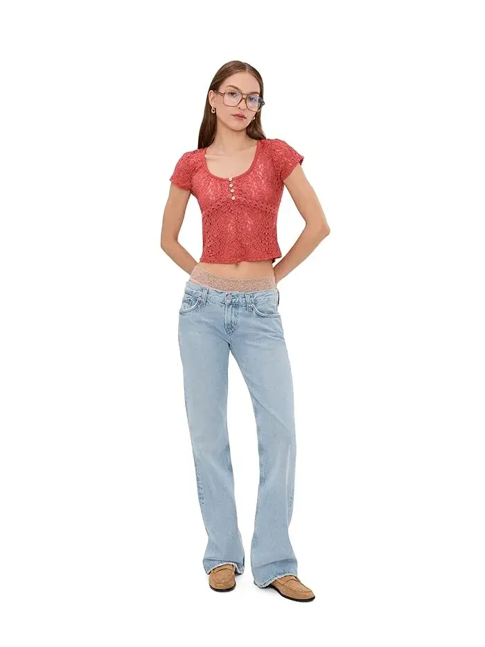 Футболка Free People Claro Short Sleeve Tee — изображение 2 из 5, коралловый