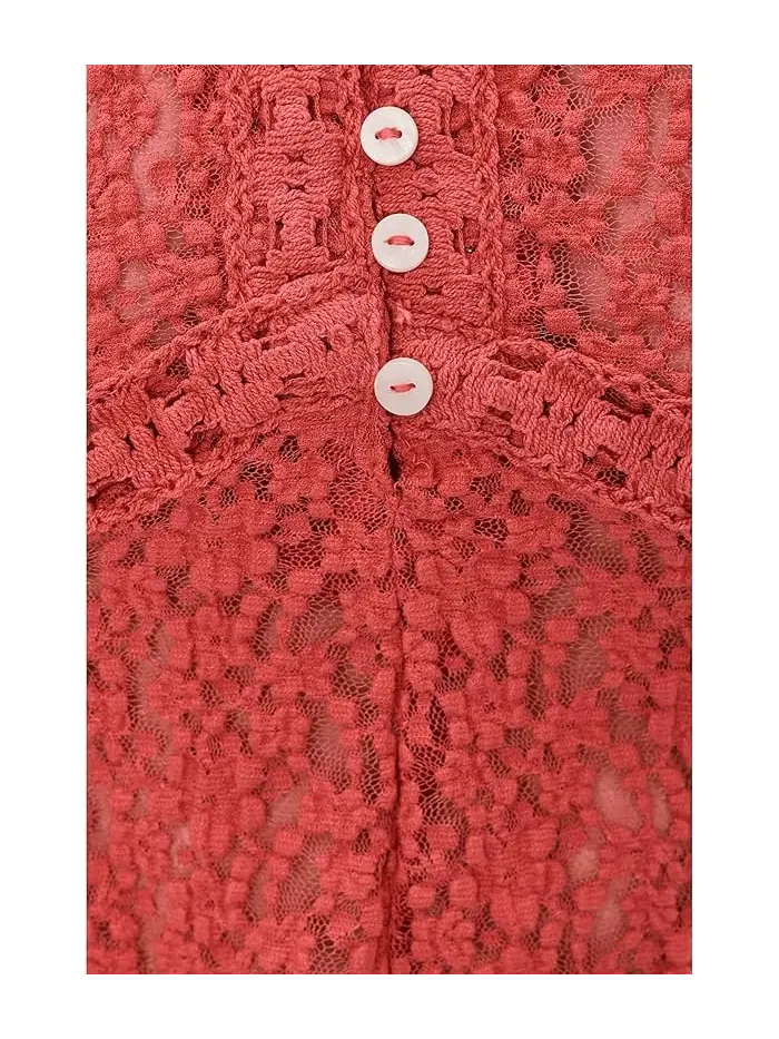 Футболка Free People Claro Short Sleeve Tee — изображение 5 из 5, коралловый