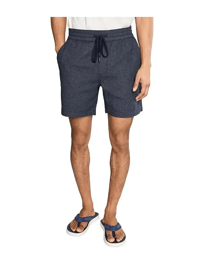Шорты хлопковые Chambray Shorts with Drawstring Liverpool Los Angeles — изображение 1 из 5, темно-синий