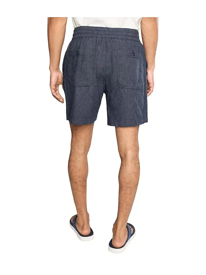 Шорты хлопковые Chambray Shorts with Drawstring Liverpool Los Angeles — изображение 4 из 5, темно-синий
