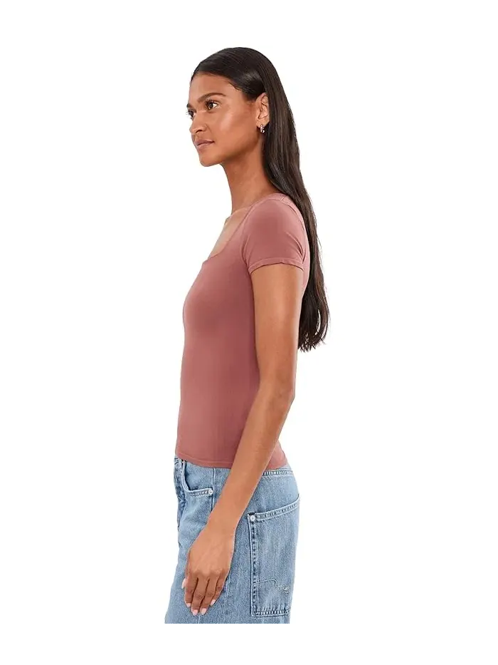 Футболка Clean Lines Sunfade Baby Tee Free People — изображение 3 из 5, коричневый