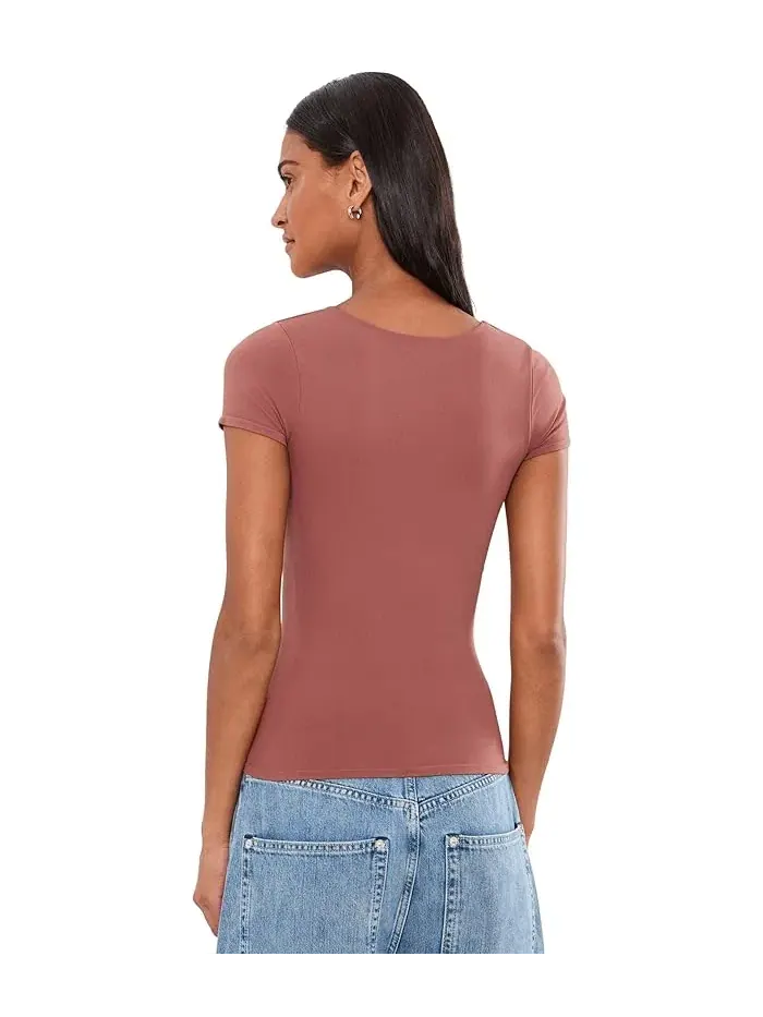 Футболка Clean Lines Sunfade Baby Tee Free People — изображение 4 из 5, коричневый