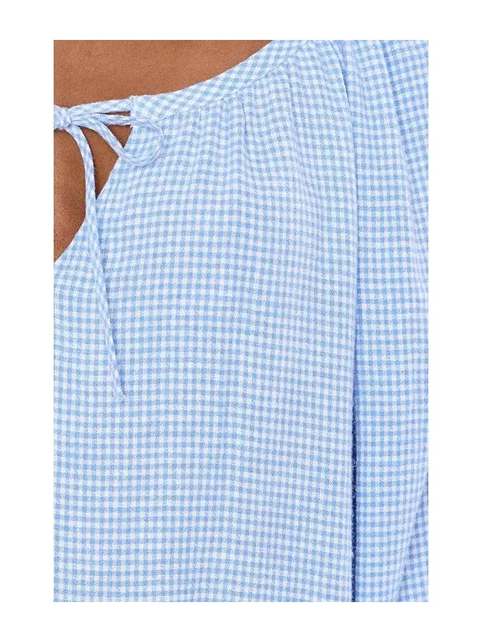Платье-комбинация короткое Linen Blend Short Dress Eberjey — изображение 5 из 5, белый/синий