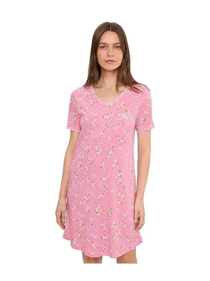 Ночная сорочка с контрастной строчкой Sleepdress with Blanket Stitching Karen Neuburger — изображение 1 из 5, мульти
