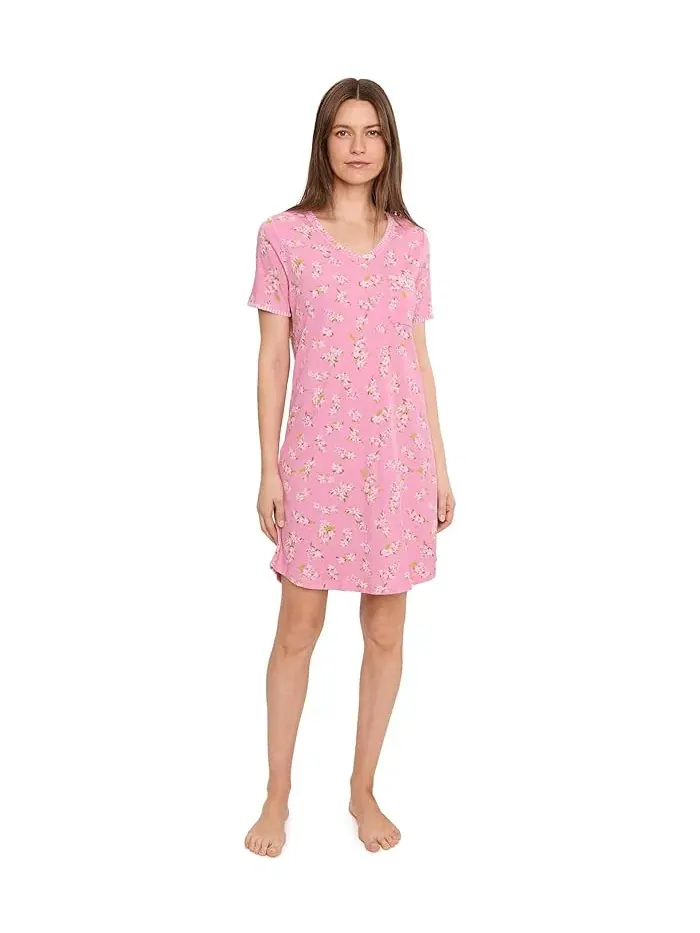 Ночная сорочка с контрастной строчкой Sleepdress with Blanket Stitching Karen Neuburger — изображение 2 из 5, мульти