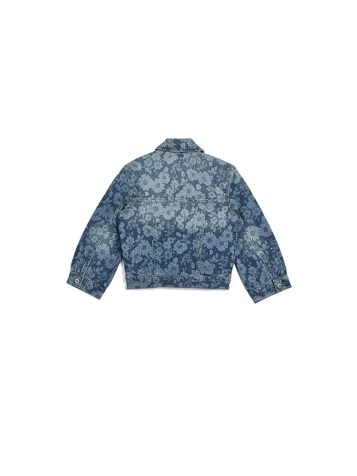 Джинсовая куртка оверсайз Floral Oversize Denim Jacket abercrombie kids — изображение 2 из 3, светлый серый