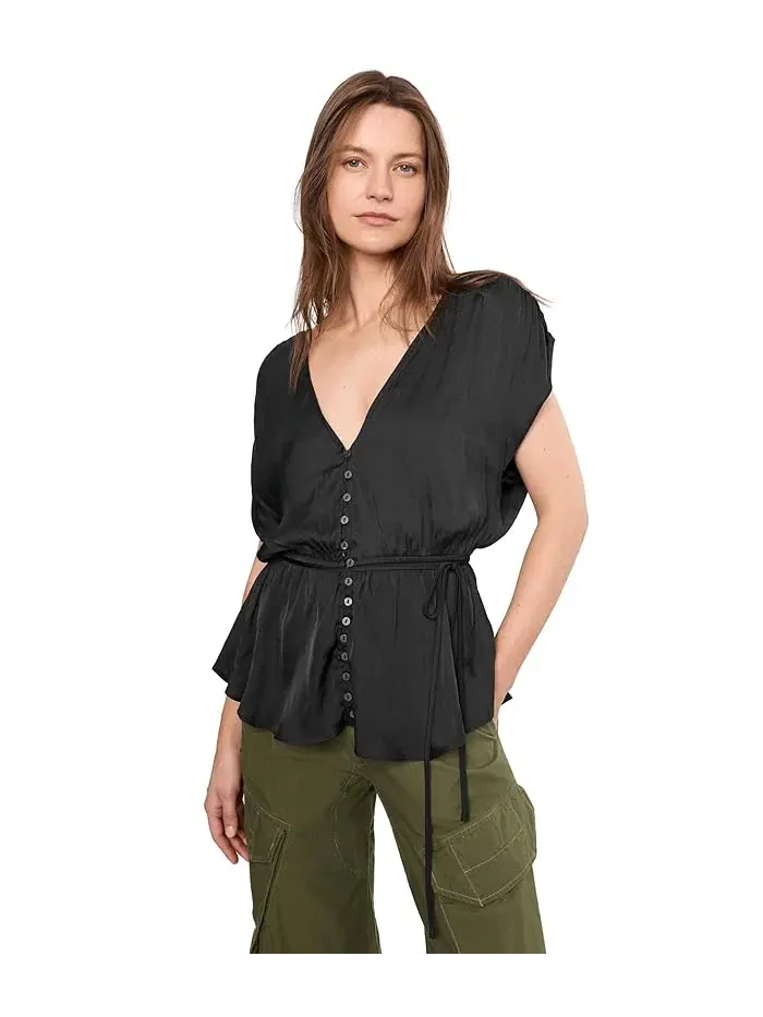 Блуза с регулируемой талией Ash Free People — изображение 1 из 5, черный