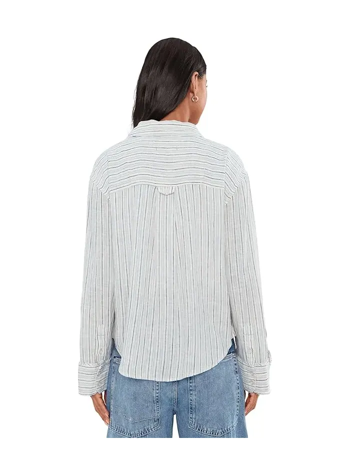 Рубашка полосатая льняная Laurel Free People — изображение 4 из 5, слоновая кость