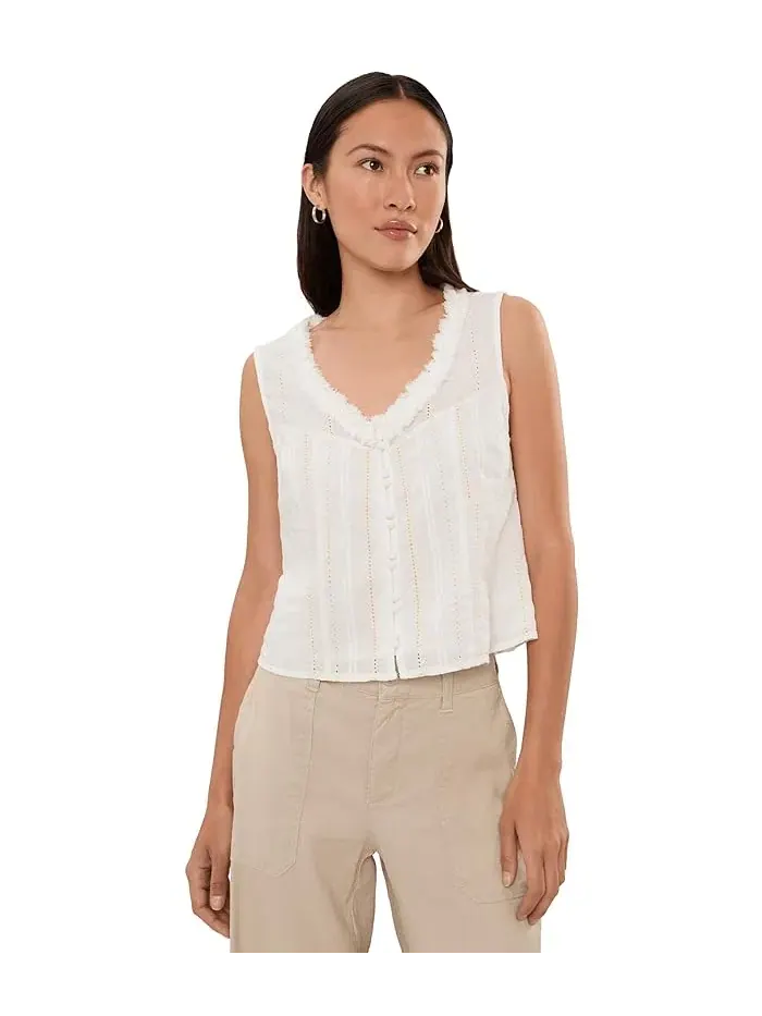 Блузка с защипами Petite Sleeveless Pintucked Woven Top Liverpool Los Angeles — изображение 1 из 5, кремовый