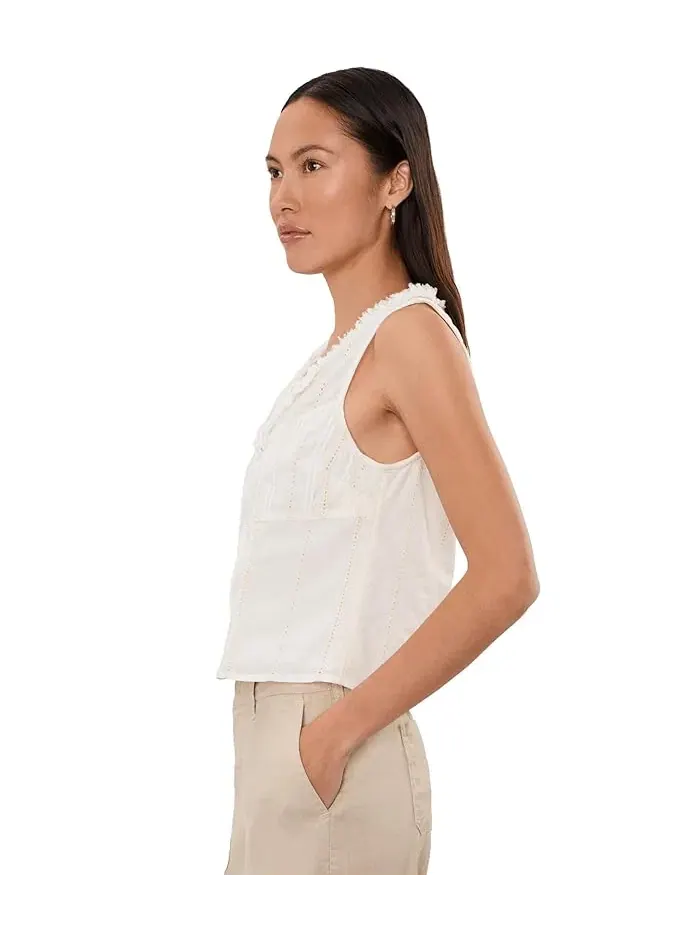 Блузка с защипами Petite Sleeveless Pintucked Woven Top Liverpool Los Angeles — изображение 3 из 5, кремовый