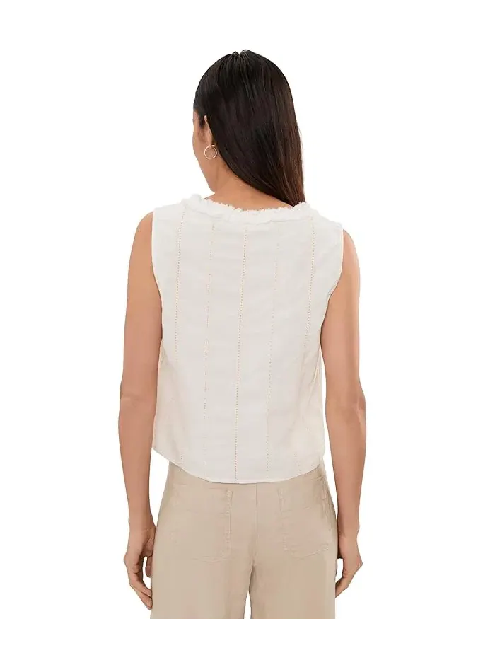Блузка с защипами Petite Sleeveless Pintucked Woven Top Liverpool Los Angeles — изображение 4 из 5, кремовый
