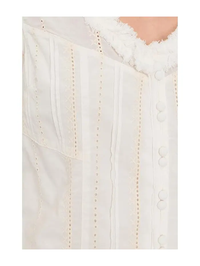 Блузка с защипами Petite Sleeveless Pintucked Woven Top Liverpool Los Angeles — изображение 5 из 5, кремовый