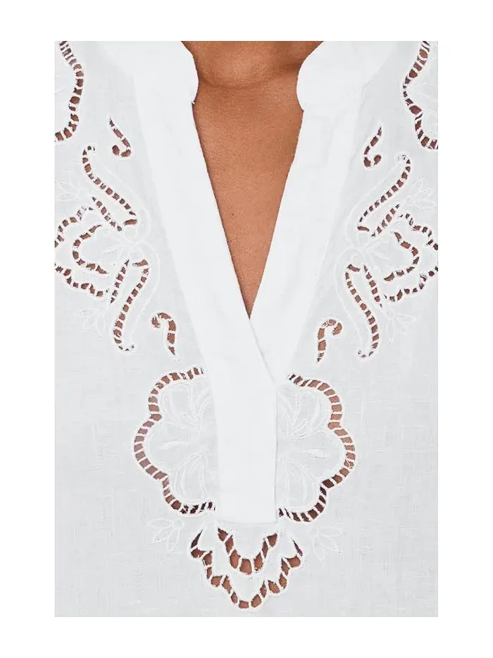 Блуза с цветочной вышивкой Floral Eyelet Coastalina Tommy Bahama — изображение 5 из 5, белый
