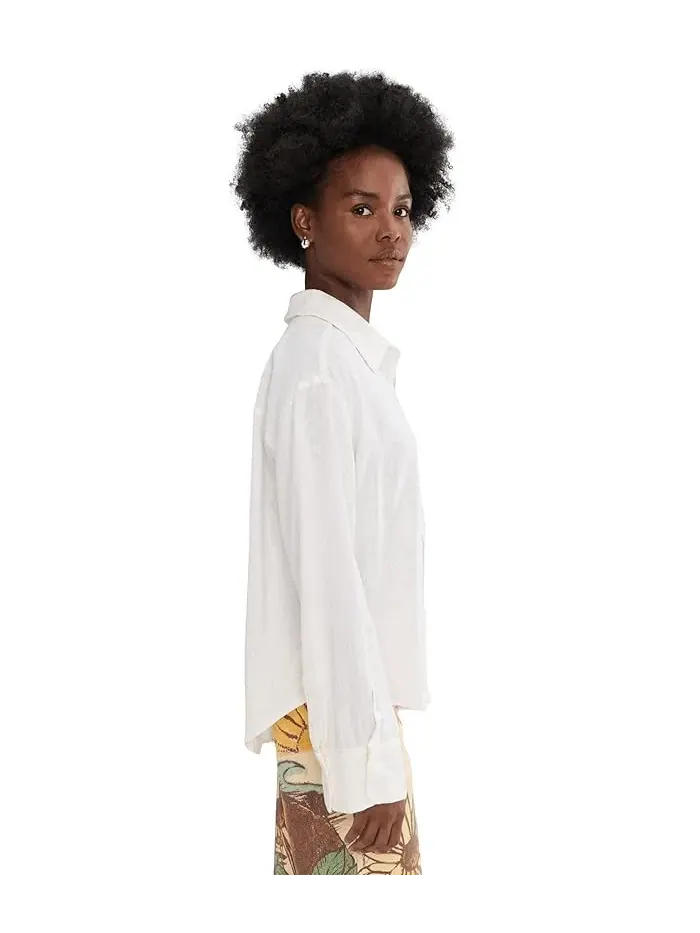Блуза льняная Linen Laurel Top Free People — изображение 3 из 5, слоновая кость