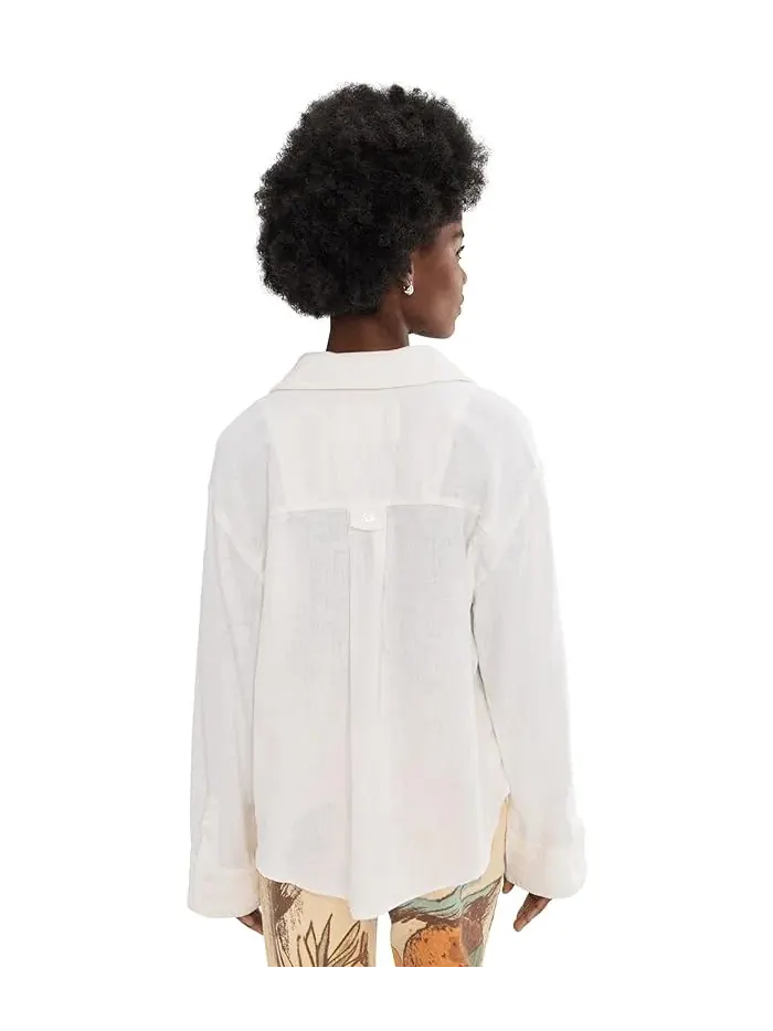 Блуза льняная Linen Laurel Top Free People — изображение 4 из 5, слоновая кость