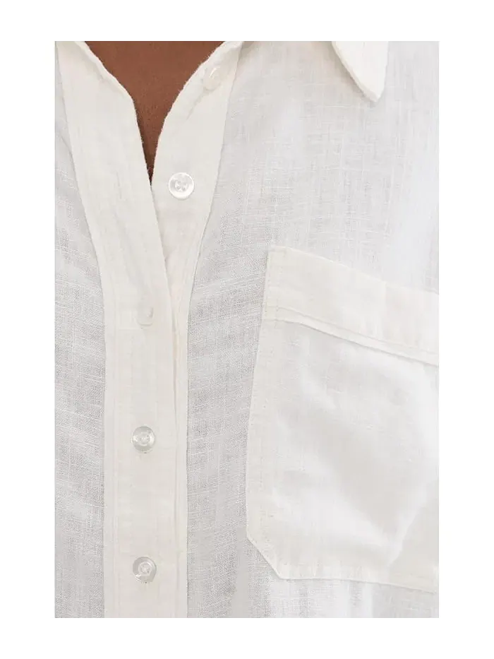 Блуза льняная Linen Laurel Top Free People — изображение 5 из 5, слоновая кость
