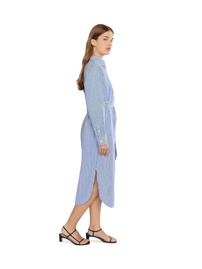Платье-рубашка полосатая Petite Striped Cotton Broadcloth Lauren Ralph Lauren — изображение 2 из 4, синий/белый