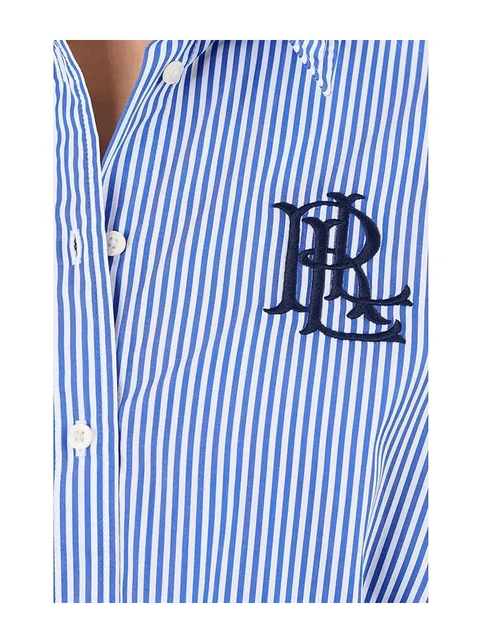 Платье-рубашка полосатая Petite Striped Cotton Broadcloth Lauren Ralph Lauren — изображение 4 из 4, синий/белый
