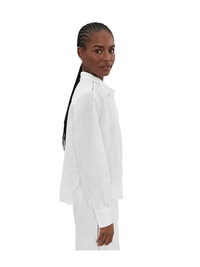 Рубашка с кружевной отделкой Stella Lnen Trim Button-Down Splendid — изображение 3 из 5, белый