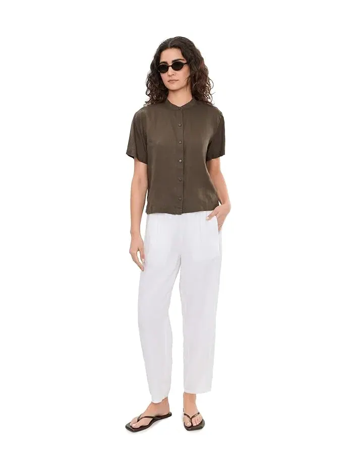 Рубашка с мандариновым воротником короткий рукав Eileen Fisher — изображение 2 из 5, врен