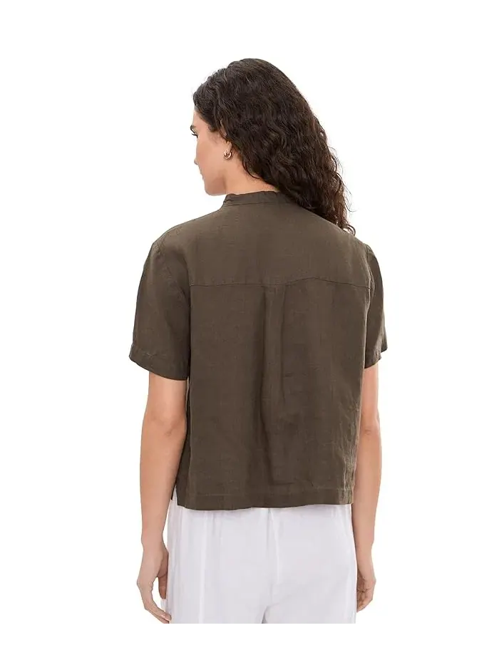 Рубашка с мандариновым воротником короткий рукав Eileen Fisher — изображение 4 из 5, врен