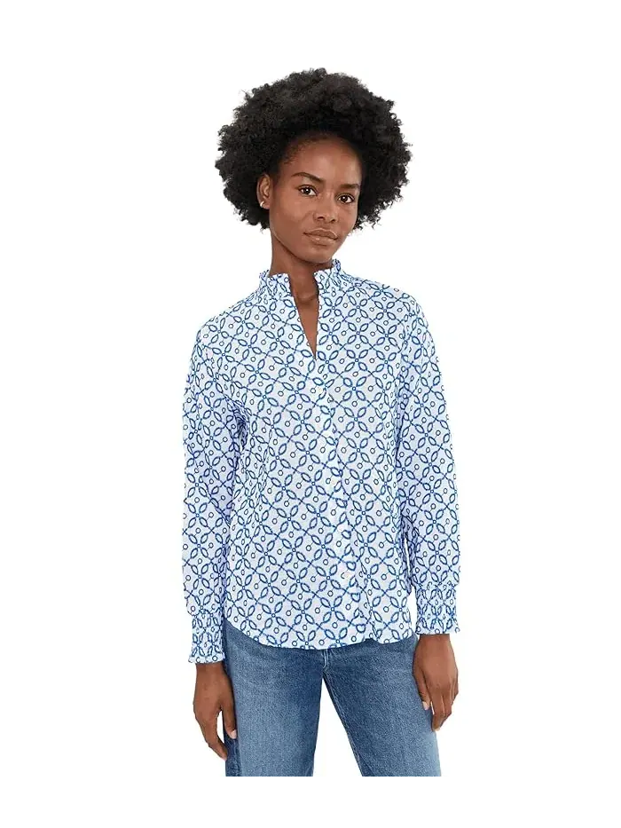 Рубашка с вышивкой Embroidered Tile Shirt NIC+ZOE — изображение 1 из 5, серый