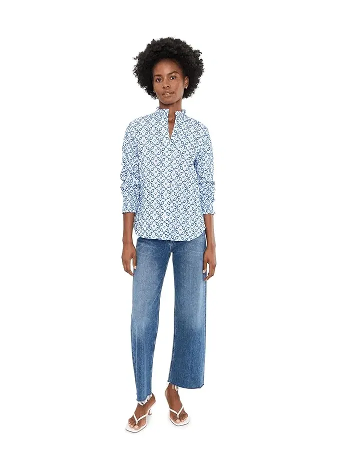 Рубашка с вышивкой Embroidered Tile Shirt NIC+ZOE — изображение 2 из 5, серый
