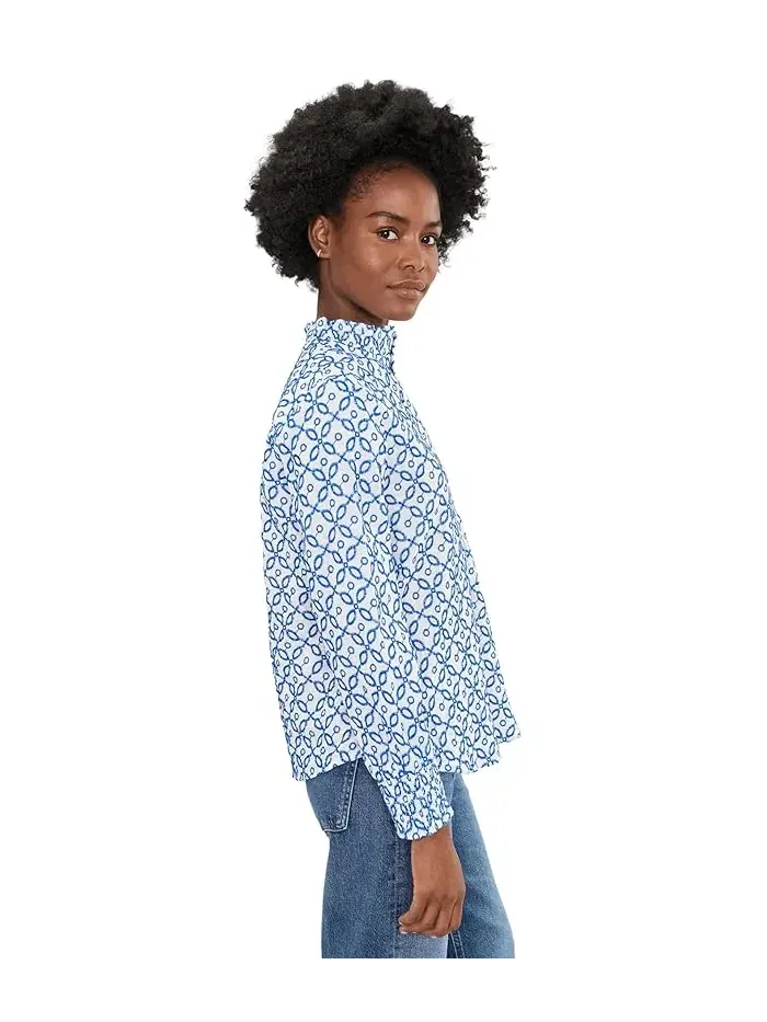 Рубашка с вышивкой Embroidered Tile Shirt NIC+ZOE — изображение 3 из 5, серый